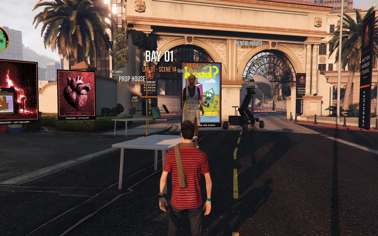 A player walking up to Bay 01 and Mira